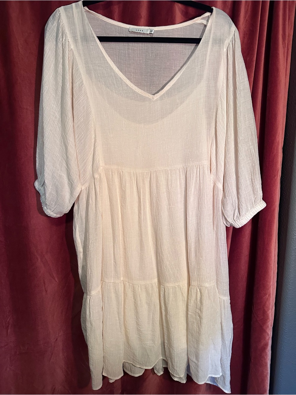 Lush Cream V-Neck Tiered Tunic